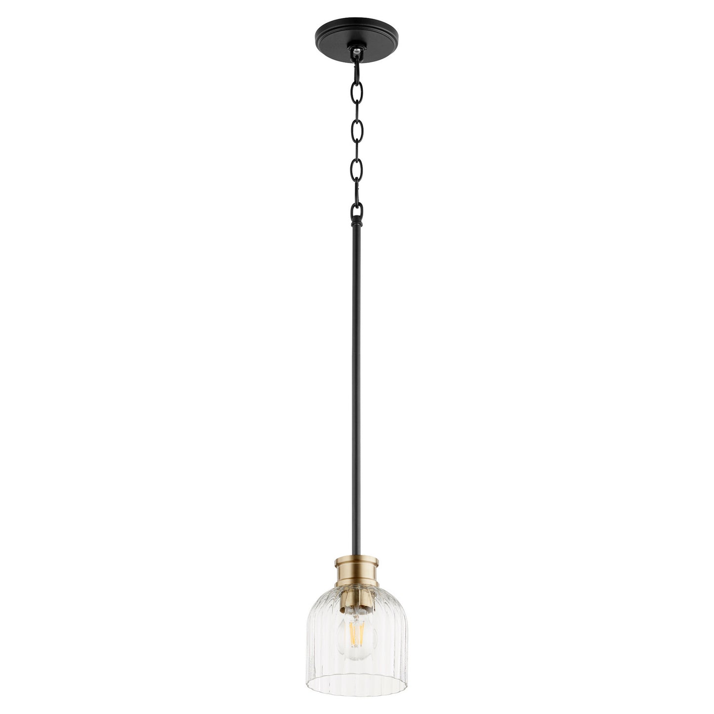 Quorum - 310-6980 - One Light Pendant - Monarch - Textured Black w/ Aged Brass