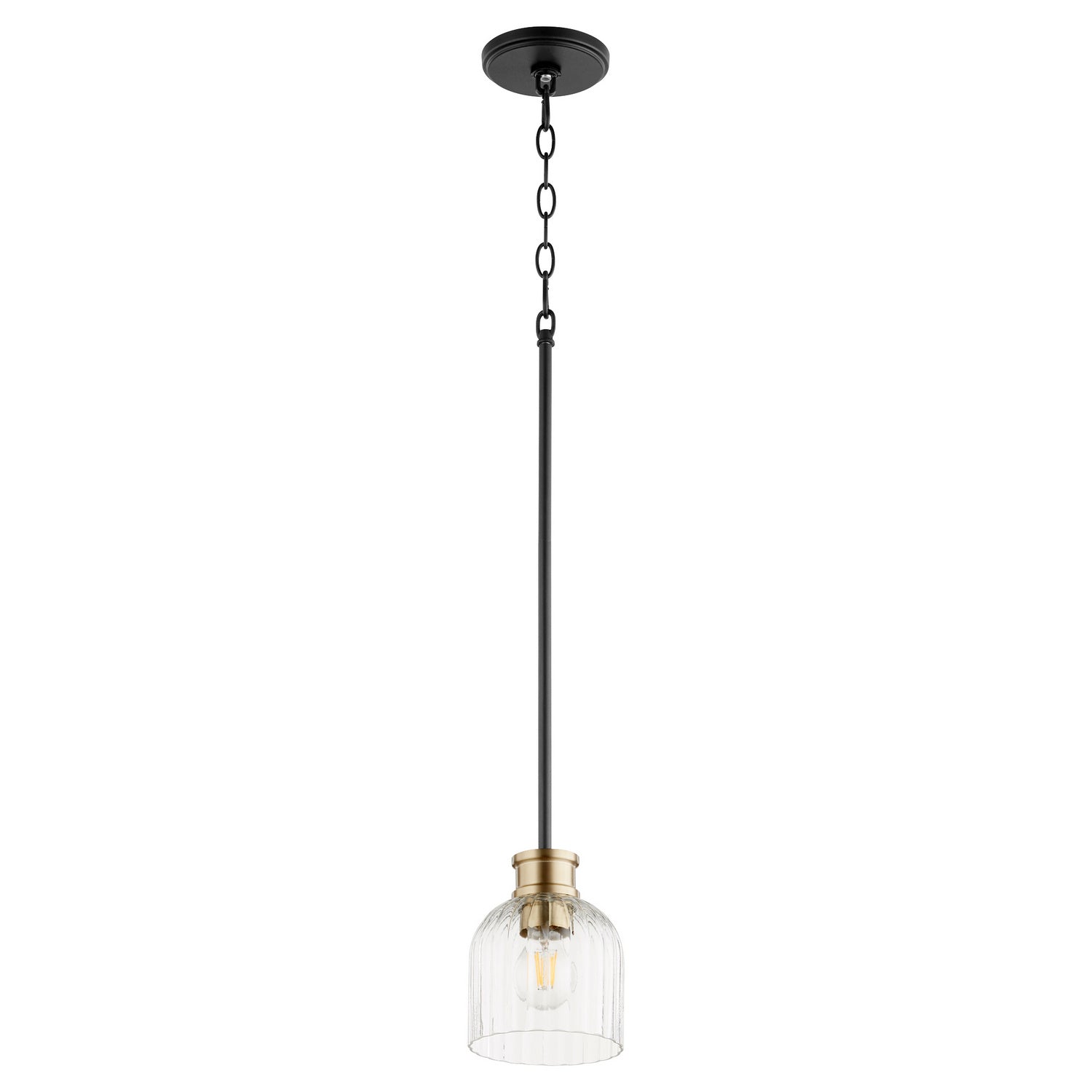 Quorum - 310-6980 - One Light Pendant - Monarch - Textured Black w/ Aged Brass