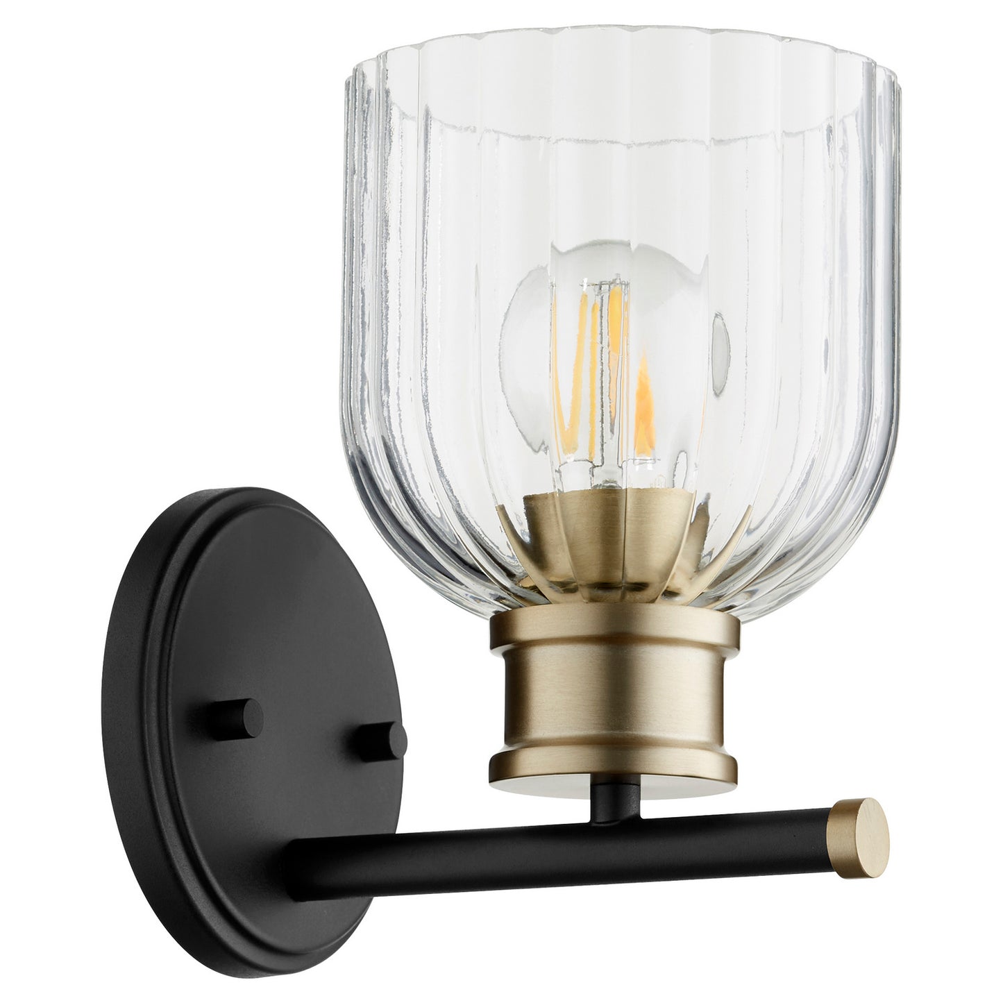 Quorum - 510-1-6980 - One Light Wall Mount - Monarch - Textured Black w/ Aged Brass