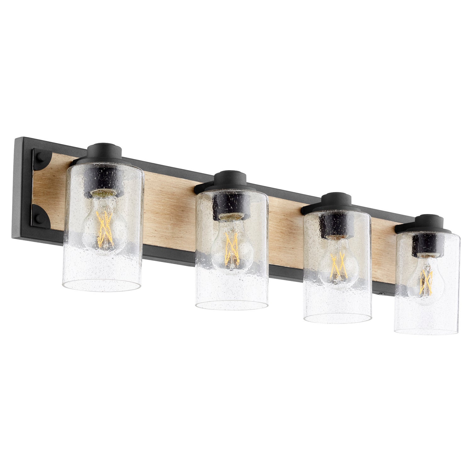 Quorum - 5143-4-69 - Four Light Vanity - 5143 Corner Detail Brackets - Textured Black w/ Driftwood finish