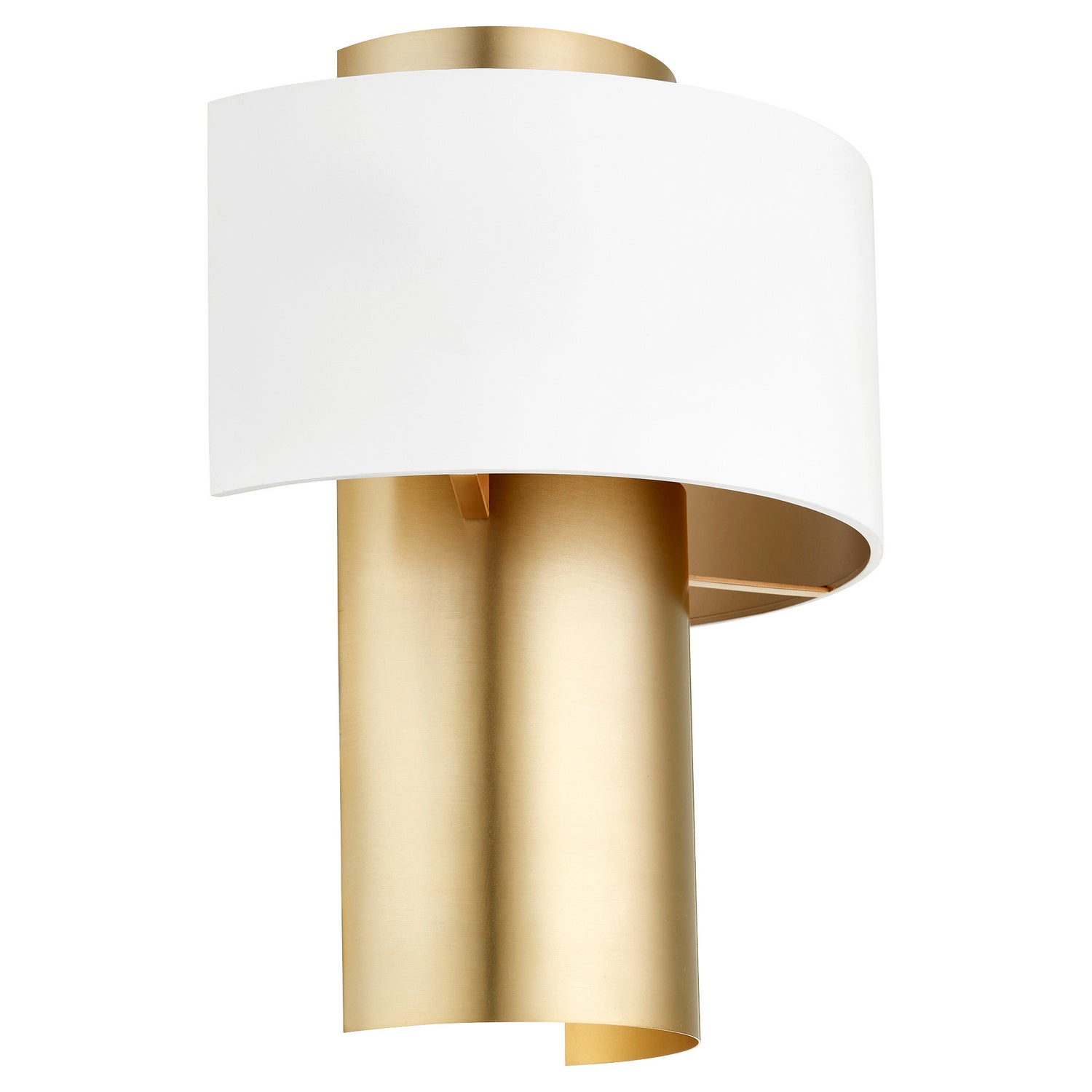 Quorum - 5611-0880 - One Light Wall Sconce - 5611 Half Drum Sconce - Studio White w/ Aged Brass