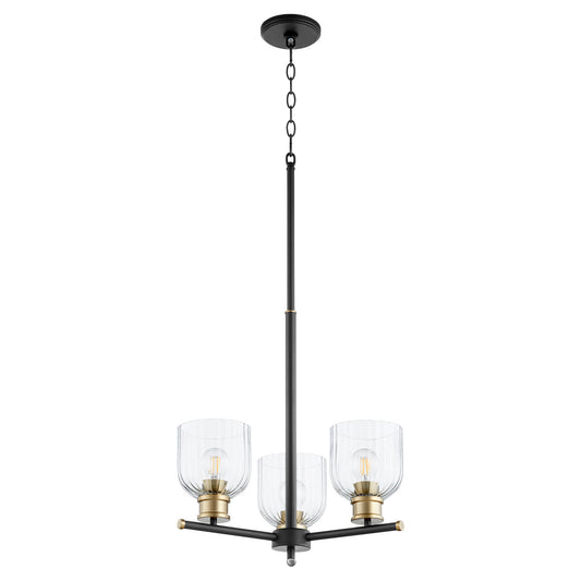 Quorum - 610-3-6980 - Three Light Chandelier - Monarch - Textured Black w/ Aged Brass
