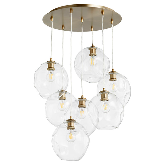 Quorum - 67-80 - Seven Light Pendant - Numen - Aged Brass