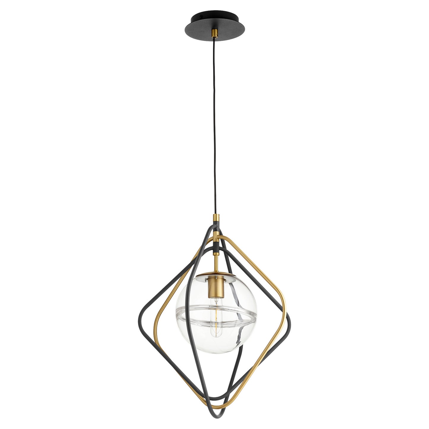 Quorum - 6802-6980 - One Light Pendant - Gimble Pendants - Textured Black w/ Aged Brass