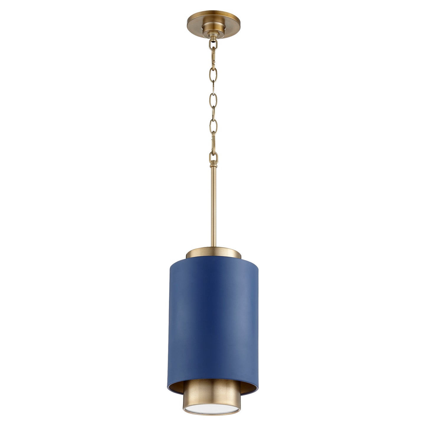 Quorum - 8008-3280 - One Light Pendant - Cylinder Pendants - Aged Brass w/ Blue