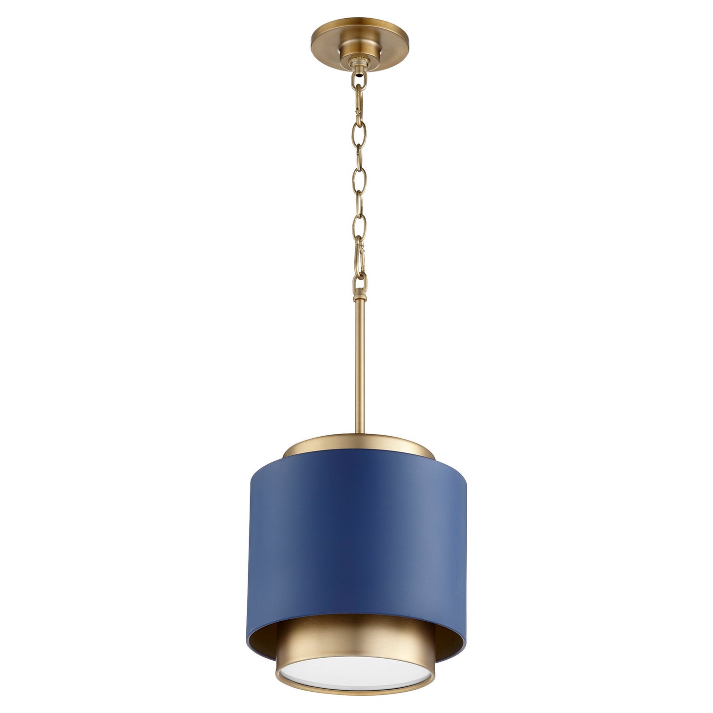 Quorum - 8010-3280 - One Light Pendant - Drum Pendants - Aged Brass w/ Blue