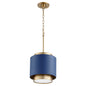 Quorum - 8010-3280 - One Light Pendant - Drum Pendants - Aged Brass w/ Blue