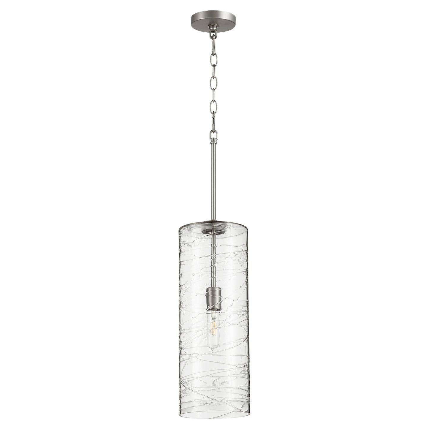 Quorum - 8192-65 - One Light Pendant - Satin Nickel w/ Textured Glass