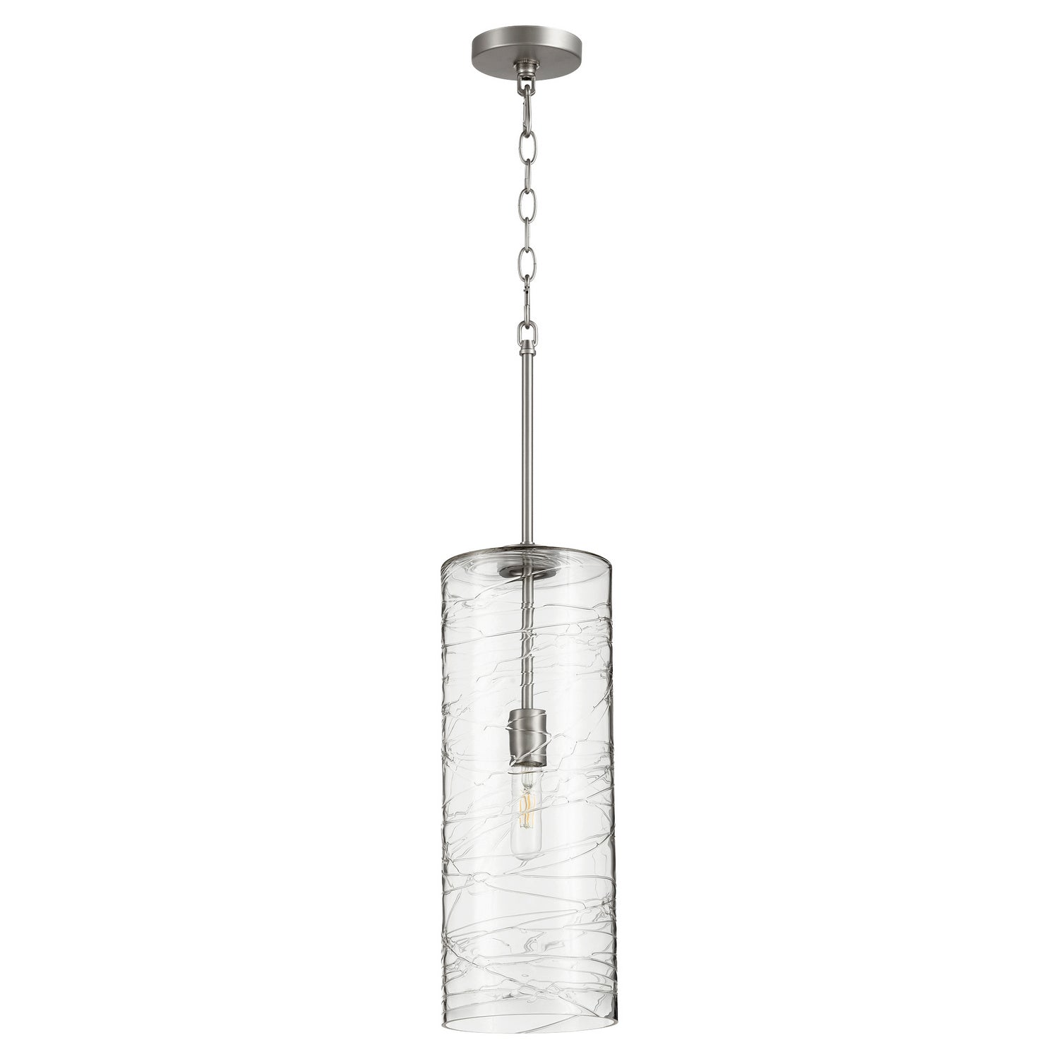 Quorum - 8192-65 - One Light Pendant - Satin Nickel w/ Textured Glass