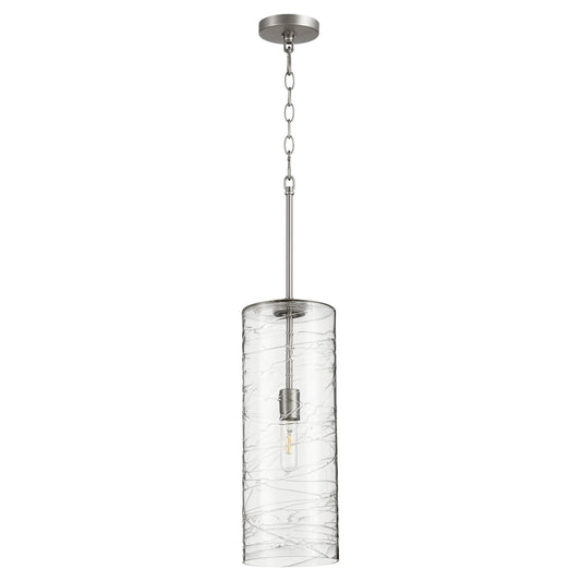 Quorum - 8192-65 - One Light Pendant - Satin Nickel w/ Textured Glass