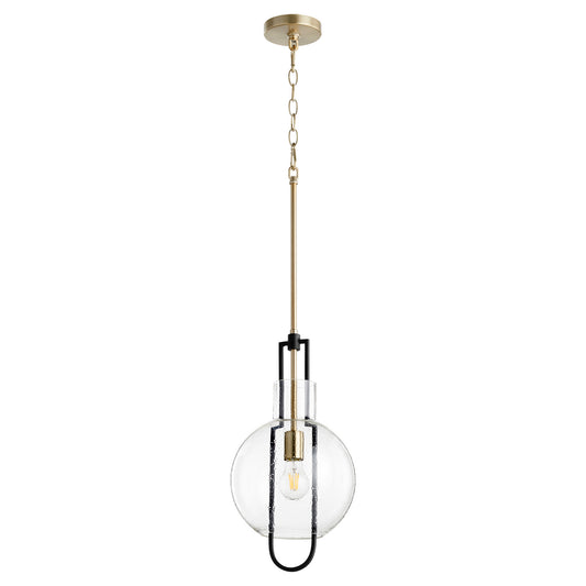 Quorum - 89-10-6980 - One Light Pendant - Textured Glass Pendants - Textured Black w/ Aged Brass