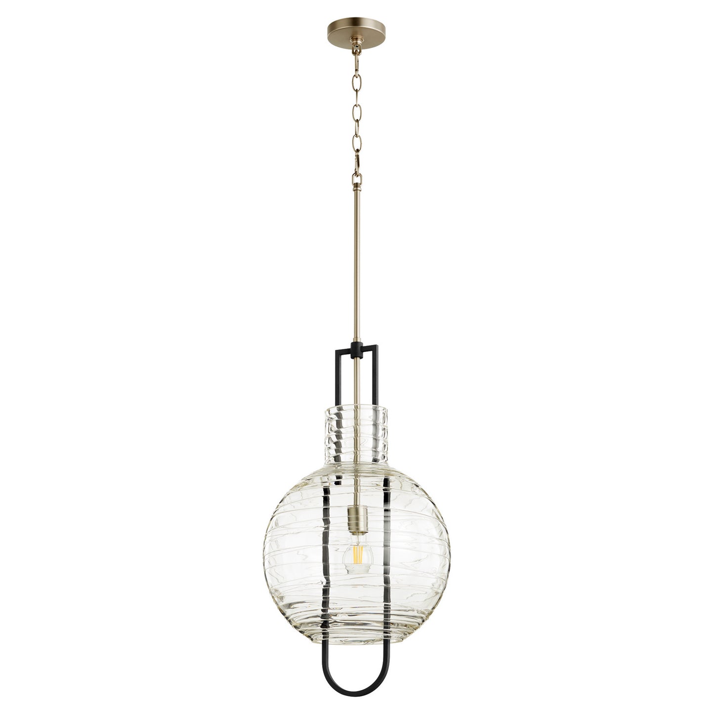 Quorum - 89-14-6965 - One Light Pendant - Textured Glass Pendants - Textured Black w/ Satin Nickel