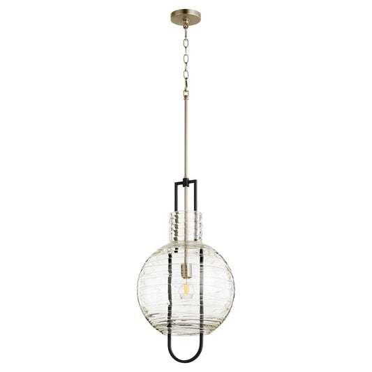 Quorum - 89-14-6965 - One Light Pendant - Textured Glass Pendants - Textured Black w/ Satin Nickel