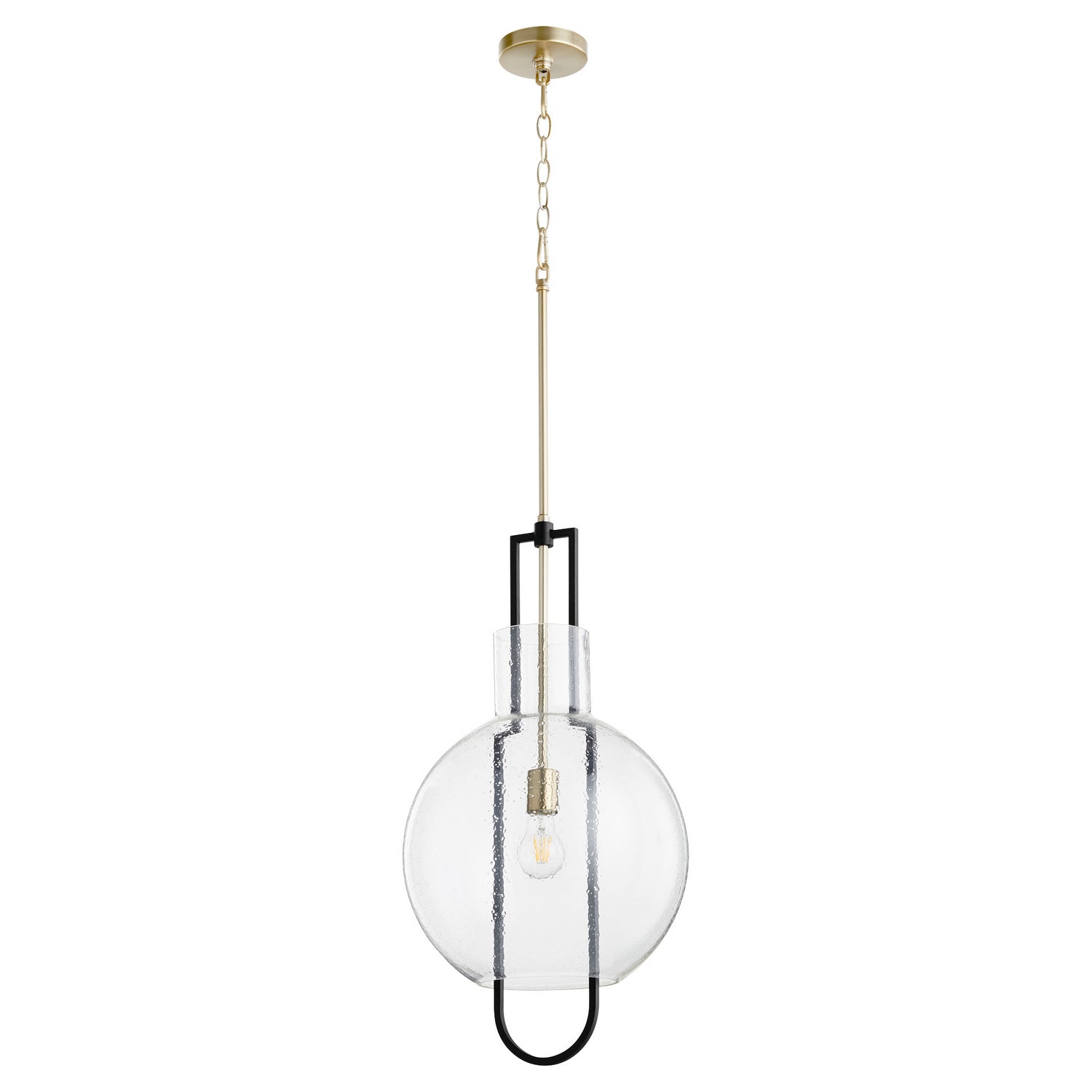 Quorum - 89-14-6980 - One Light Pendant - Textured Glass Pendants - Textured Black w/ Aged Brass