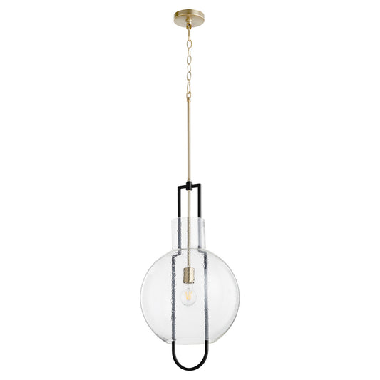 Quorum - 89-14-6980 - One Light Pendant - Textured Glass Pendants - Textured Black w/ Aged Brass