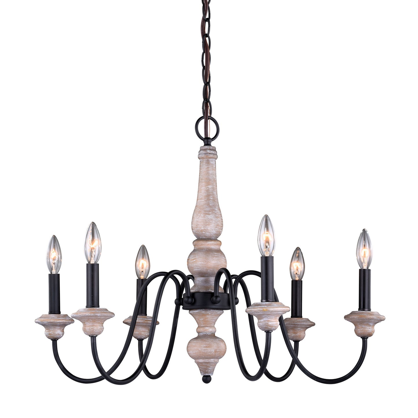 Vaxcel - H0236 - Six Light Chandelier - Georgetown - Vintage Ash and Oil Burnished Bronze