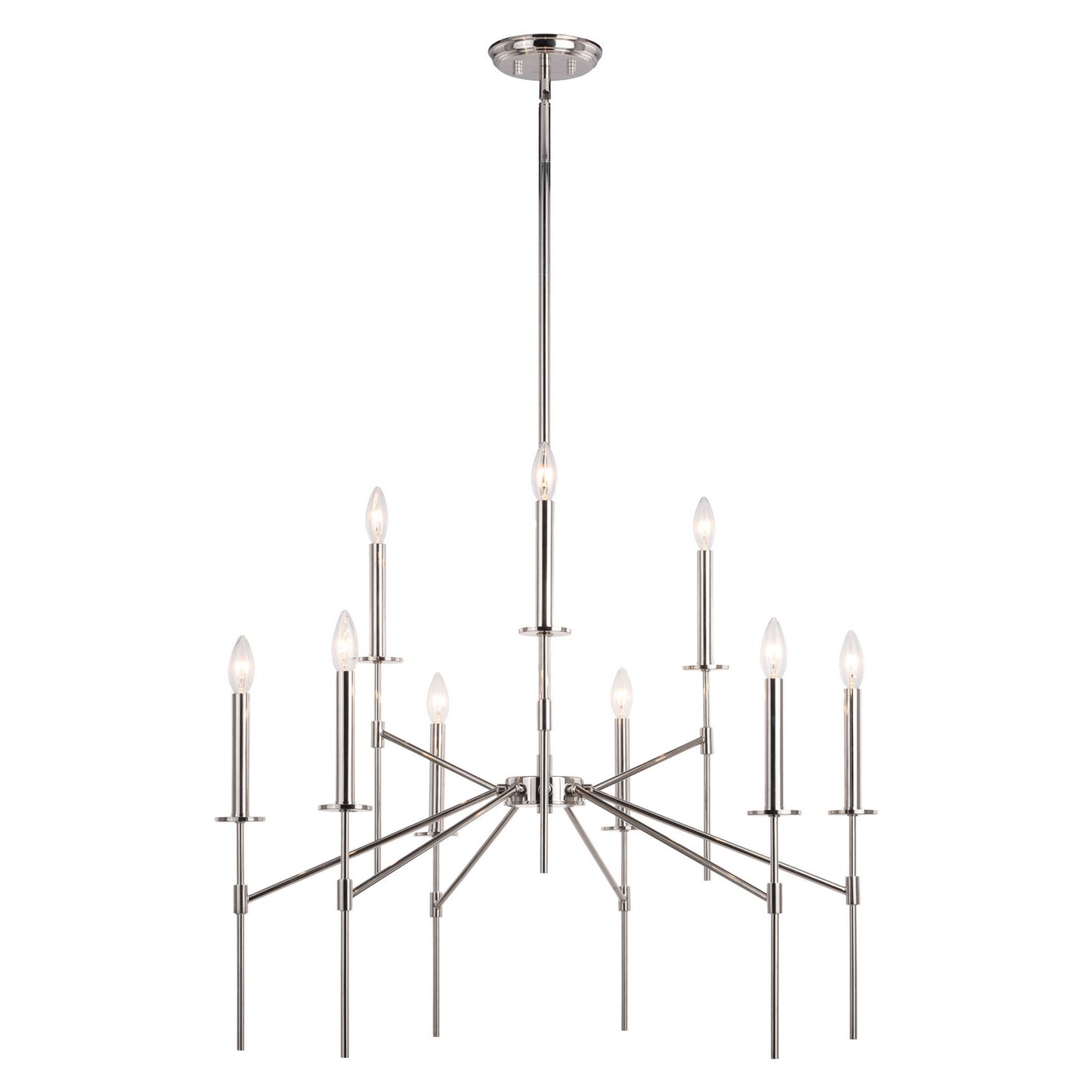 Vaxcel - H0260 - Nine Light Chandelier - Kedzie - Polished Nickel