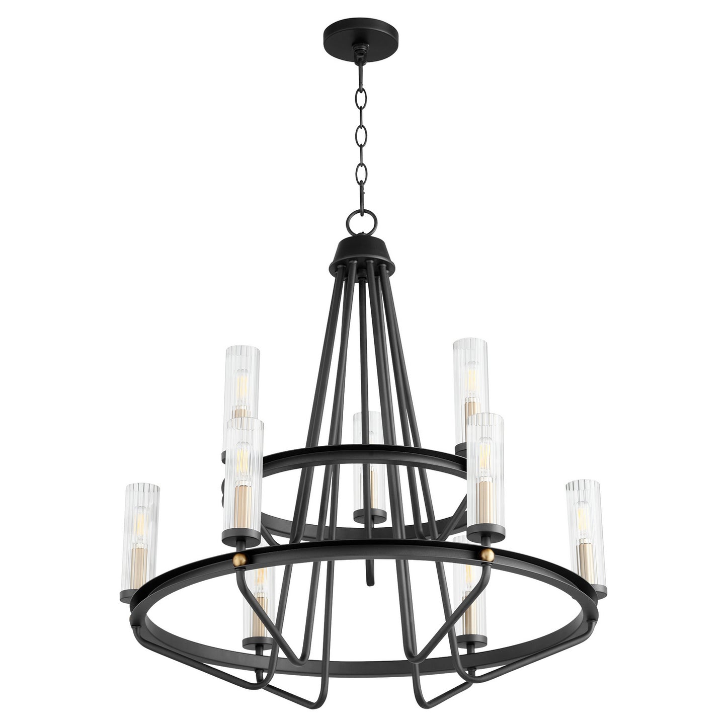 Quorum - 629-96980 - Nine Light Chandelier - Empire - Textured Black w/ Aged Brass