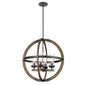 DVI Lighting - DVP38650GR+IW-CL - Four Light Pendant - Okanagan - Graphite And Ironwood On Metal With Clear Glass