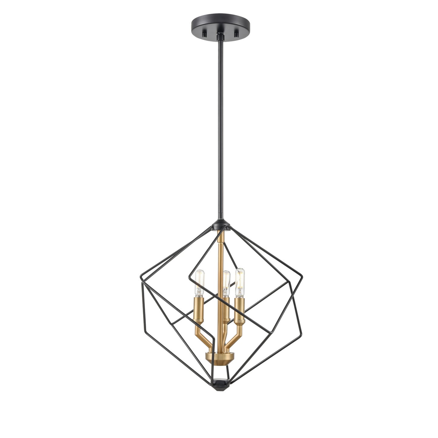 DVI Lighting - DVP44920BR+EB - Three Light Pendant - Ashoona - Brass And Ebony