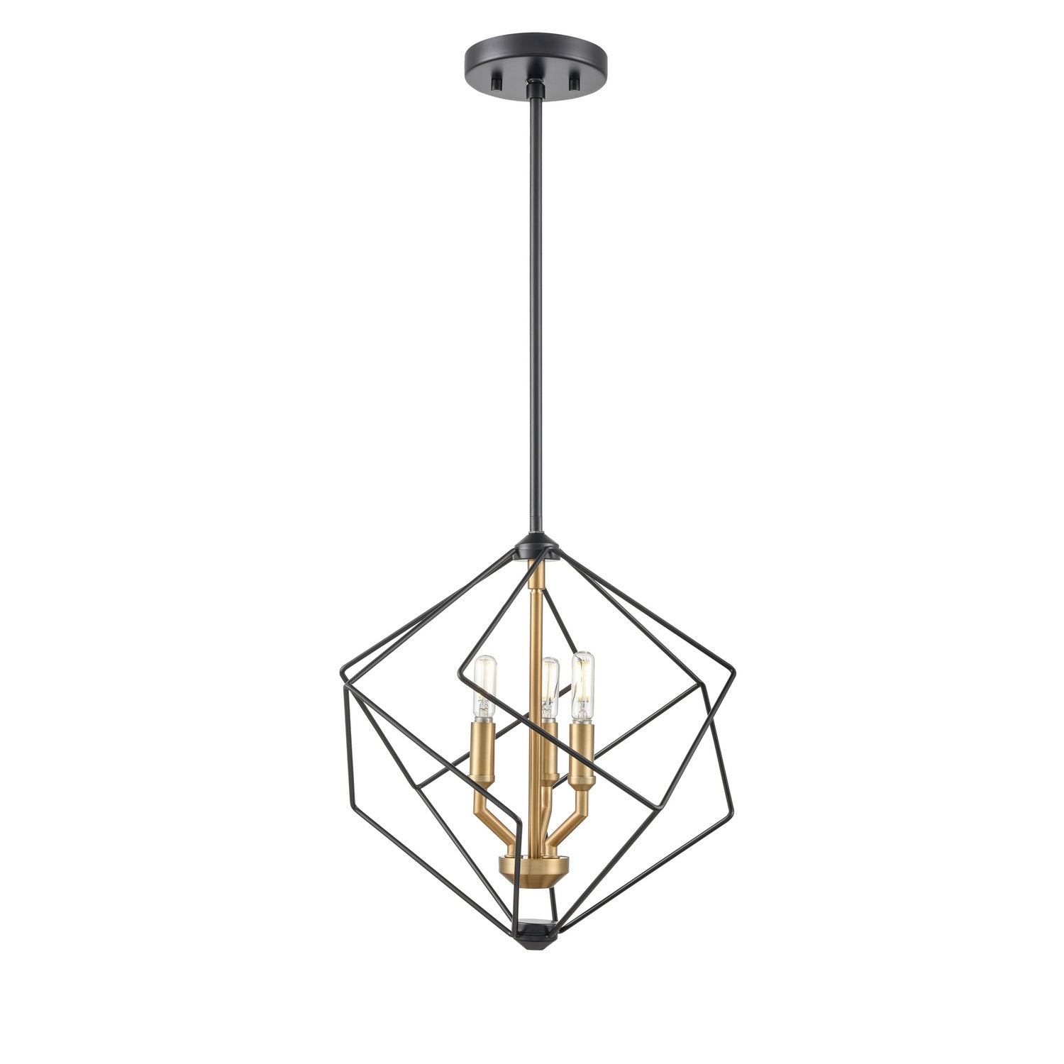 DVI Lighting - DVP44920BR+EB - Three Light Pendant - Ashoona - Brass And Ebony
