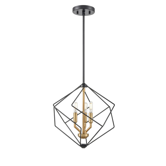 DVI Lighting - DVP44920BR+EB - Three Light Pendant - Ashoona - Brass And Ebony