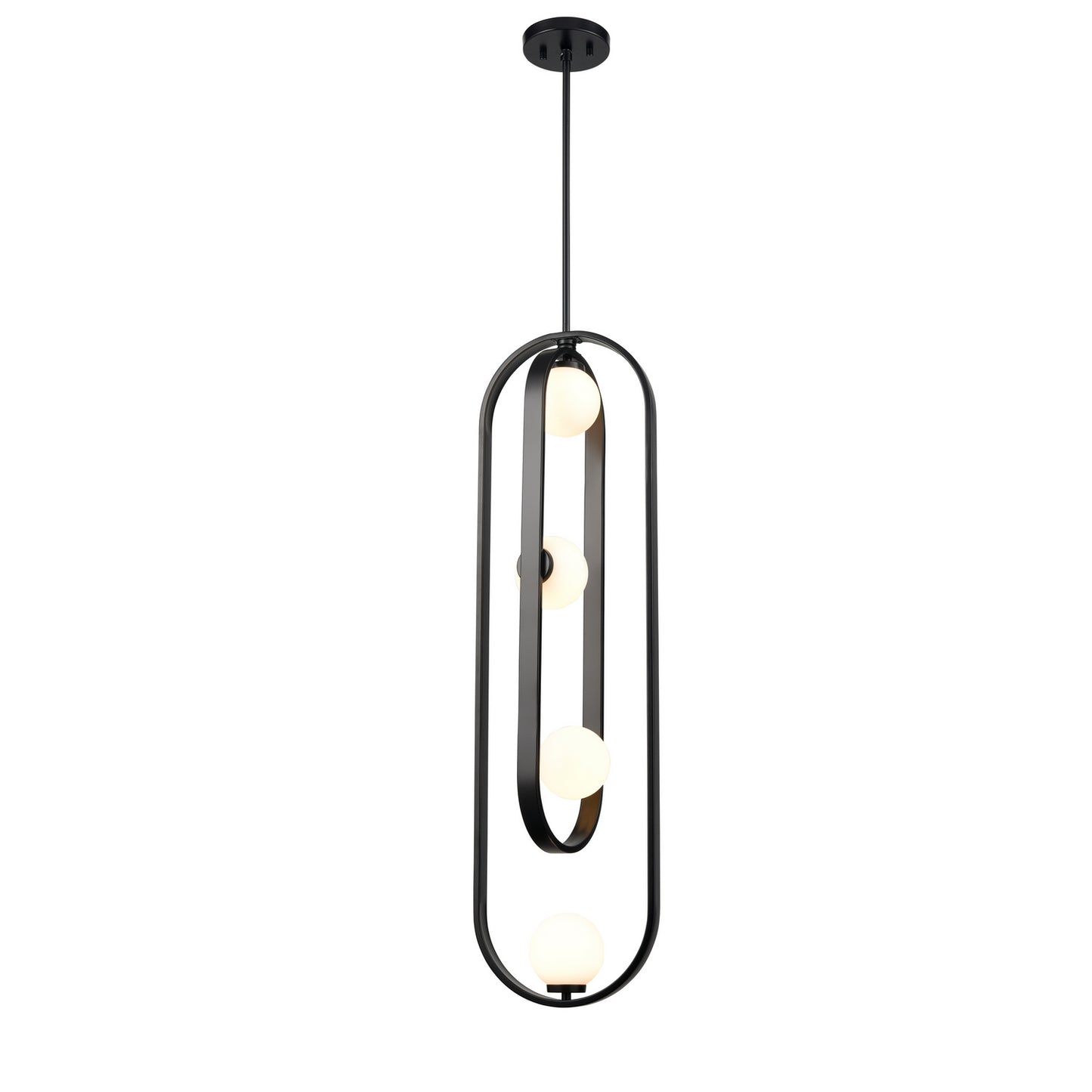 DVI Lighting - DVP45010EB-OP - Four Light Pendant - Atwood - Ebony With Half Opal Glass