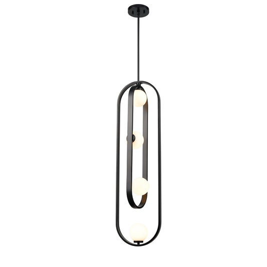DVI Lighting - DVP45010EB-OP - Four Light Pendant - Atwood - Ebony With Half Opal Glass