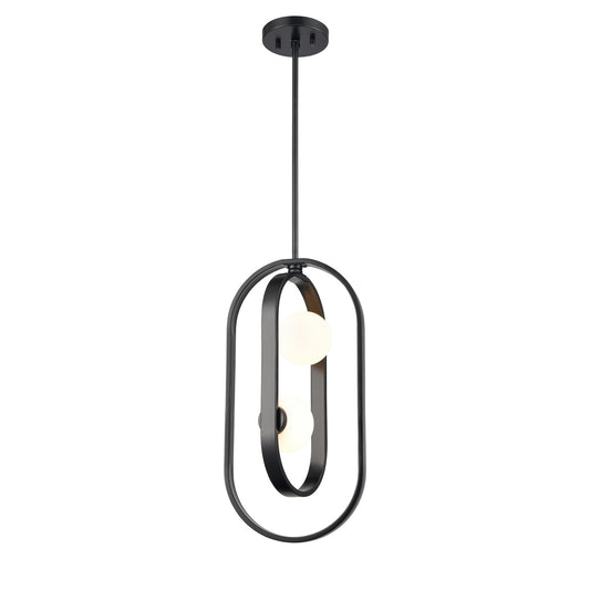 DVI Lighting - DVP45019EB-OP - Two Light Pendant - Atwood - Ebony With Half Opal Glass