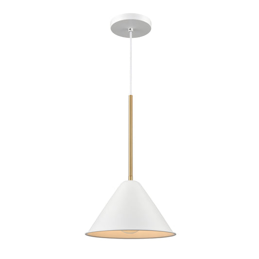 DVI Lighting - DVP46110MW+BR - One Light Pendant - Lily - Matte White And Brass