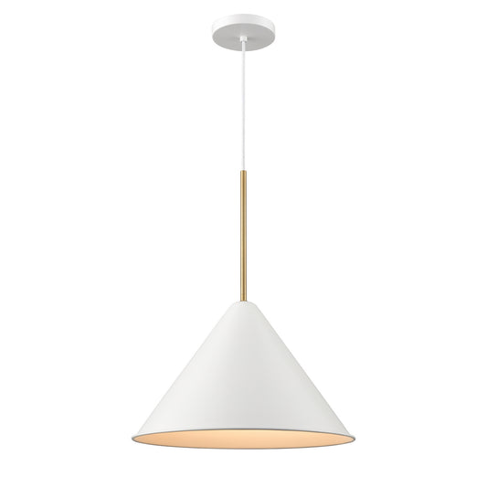 DVI Lighting - DVP46120MW+BR - One Light Pendant - Lily - Matte White And Brass