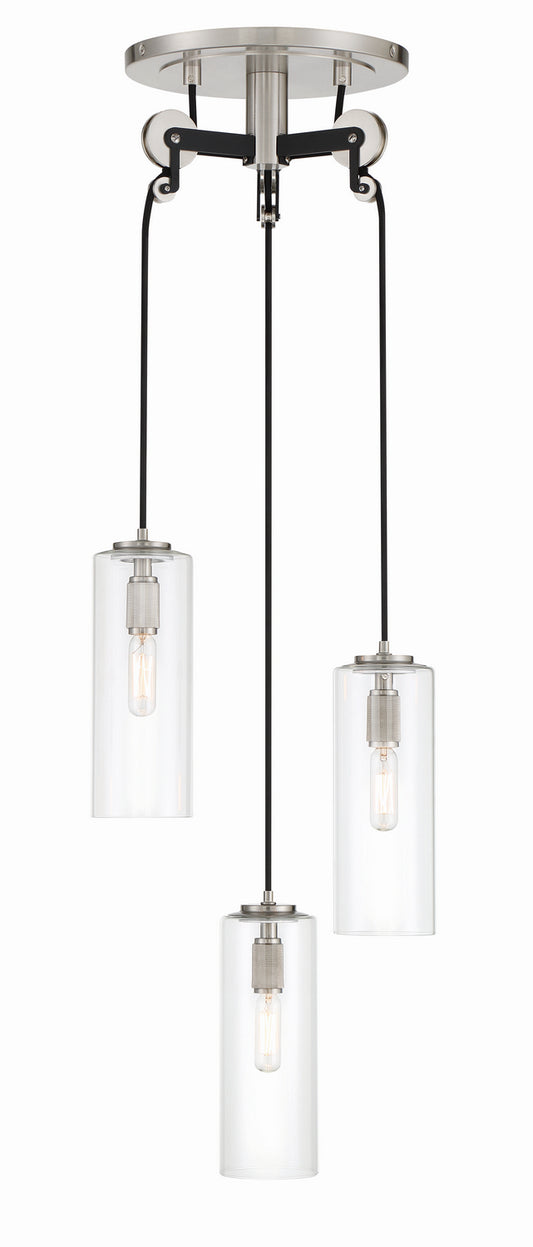 Minka-Lavery - 2897-691 - Three Light Pendant - Pullman Junction - Coal With Brushed Nickel