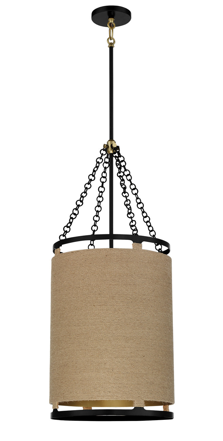 Minka-Lavery - 3864-726 - Four Light Pendant - Windward Passage - Coal And Soft Brass