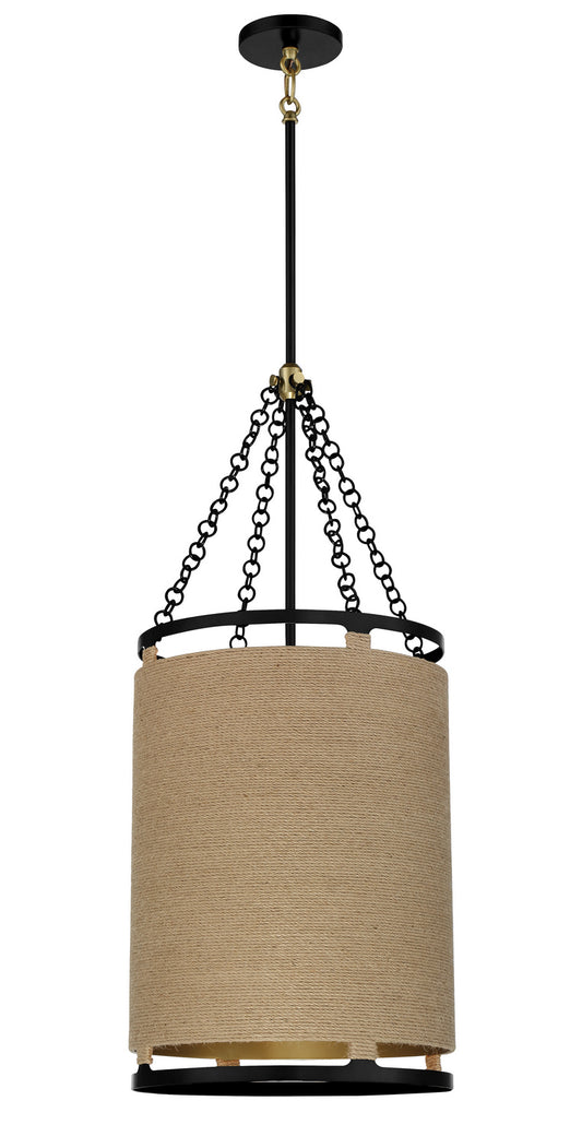 Minka-Lavery - 3864-726 - Four Light Pendant - Windward Passage - Coal And Soft Brass