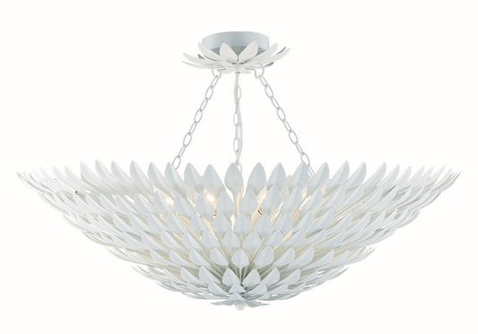 Crystorama - 519-MT_CEILING - Eight Light Semi Flush Mount - Broche - Matte White