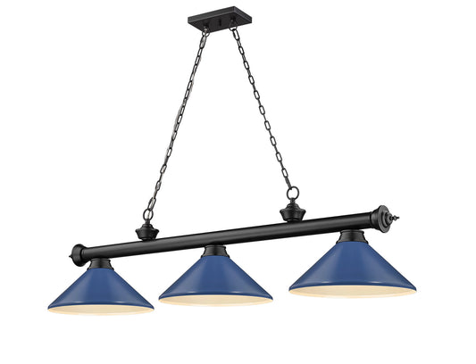 Z-Lite - 2306-3MB-MNB - Three Light Billiard - Cordon - Matte Black