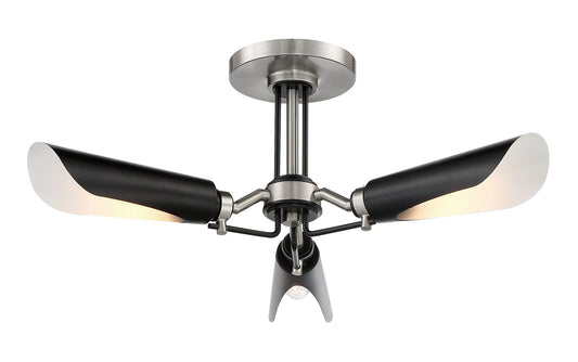 George Kovacs - P1693-691 - Three Light Semi Flush Mount - Turbine - Coal With Brushed Nickel