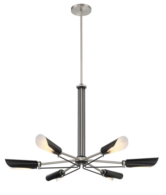 George Kovacs - P1696-691 - Six Light Chandelier - Turbine - Coal With Brushed Nickel