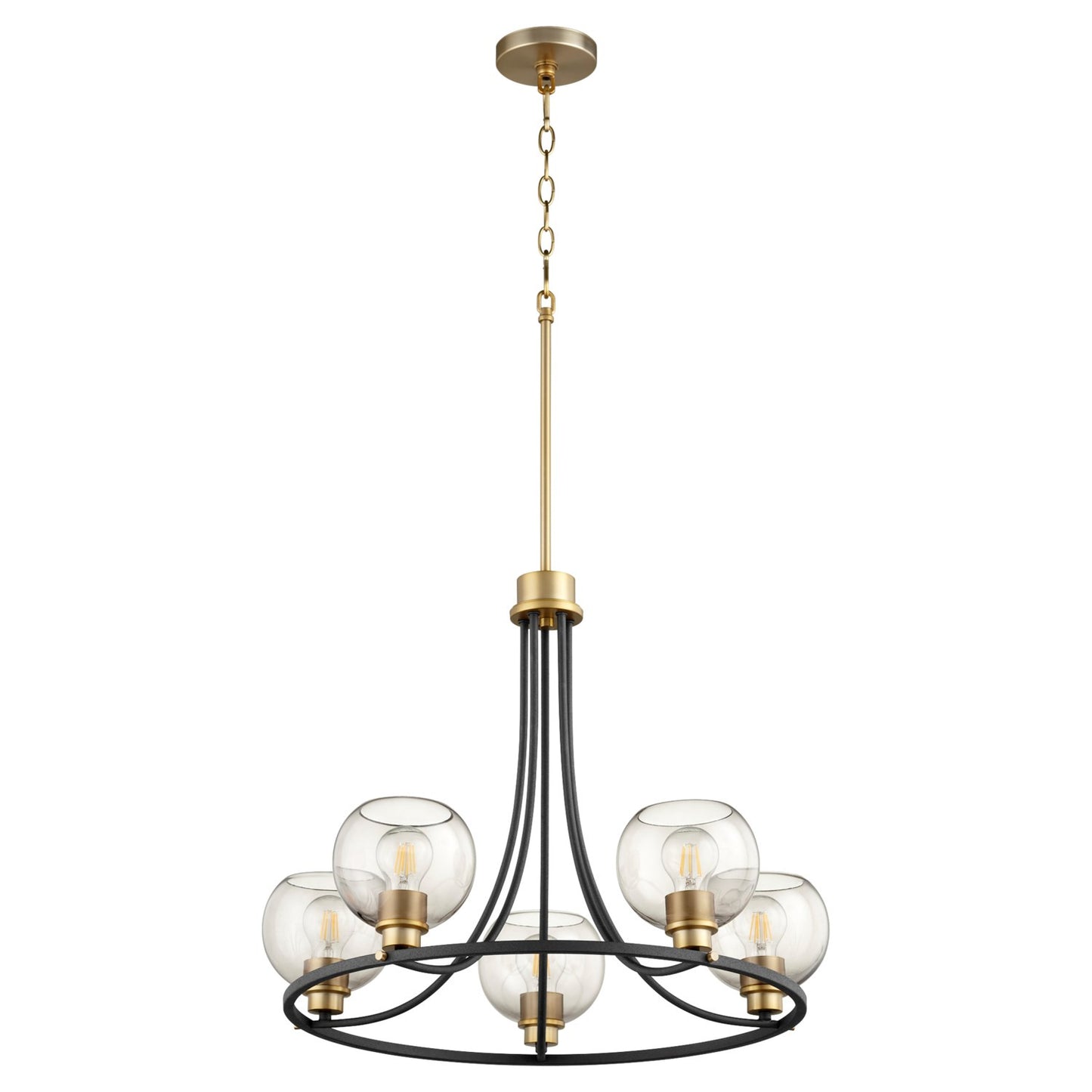 Quorum - 672-5-6980 - Five Light Chandelier - Clarion - Textured Black w/ Aged Brass