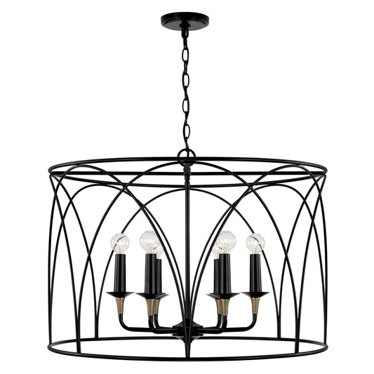 Capital Lighting - 345661KB - Six Light Pendant - Amara - Matte Black with Brass