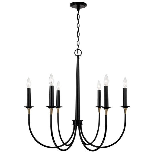 Capital Lighting - 445661KB - Six Light Chandelier - Amara - Matte Black with Brass