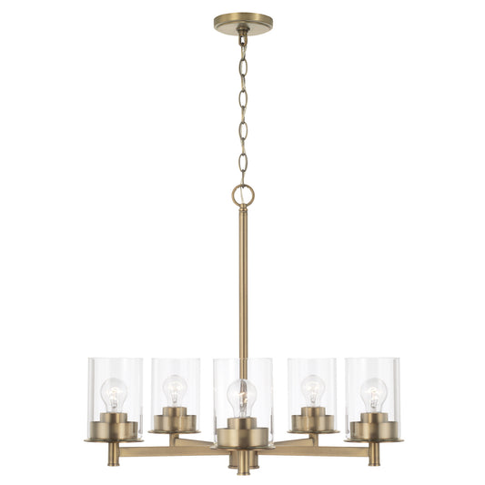 Capital Lighting - 446851AD-532 - Five Light Chandelier - Mason - Aged Brass