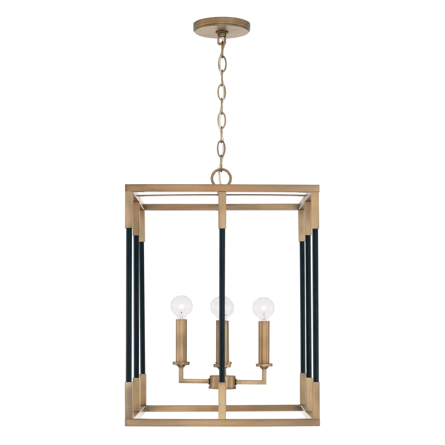 Capital Lighting - 544742AB - Four Light Foyer Pendant - Bleeker - Aged Brass and Black