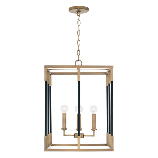 Capital Lighting - 544742AB - Four Light Foyer Pendant - Bleeker - Aged Brass and Black