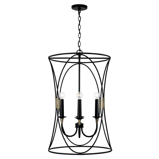 Capital Lighting - 545641KB - Four Light Foyer Pendant - Amara - Matte Black with Brass