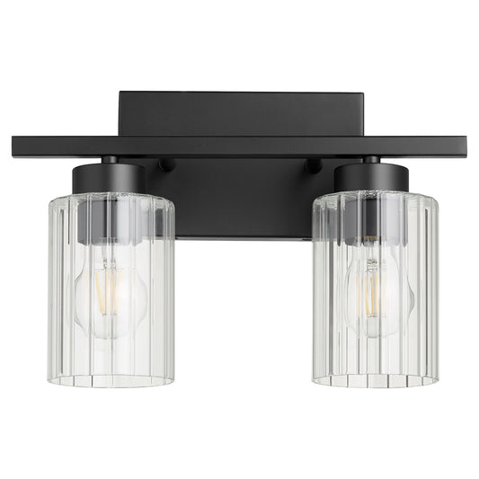 Quorum - 501-2-69 - Two Light Vanity - Ladin - Textured Black w/ Clear Fluted Glass