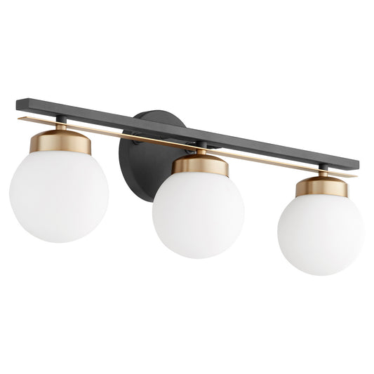 Quorum - 506-3-6980 - Three Light Vanity - Nimbus - Textured Black w/ Aged Brass