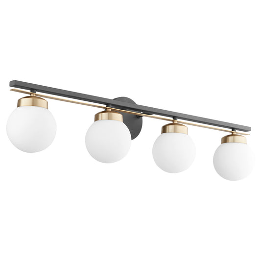 Quorum - 506-4-6980 - Four Light Vanity - Nimbus - Textured Black w/ Aged Brass