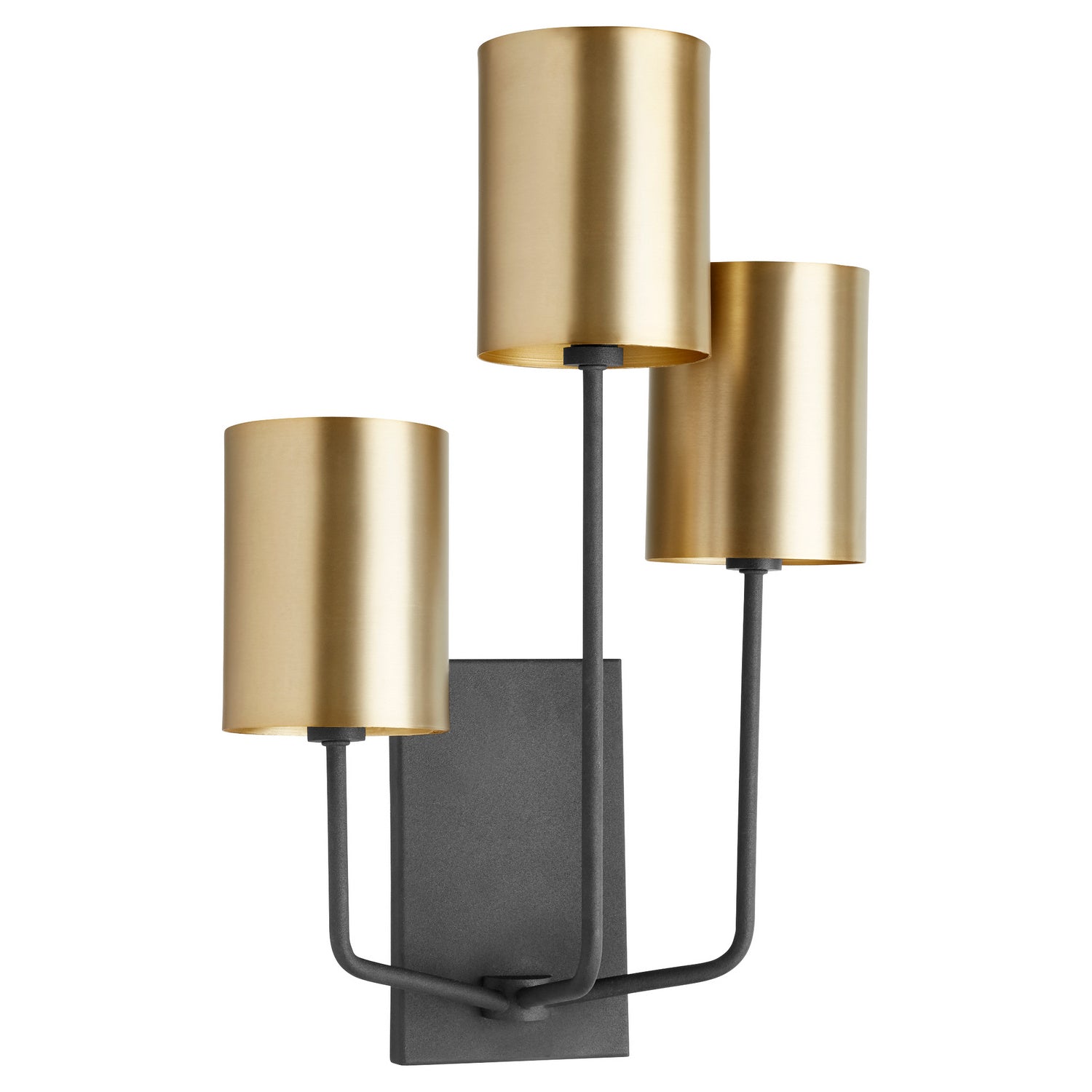 Quorum - 557-3-6980 - Three Light Wall Mount - Harmony - Textured Black w/ Aged Brass