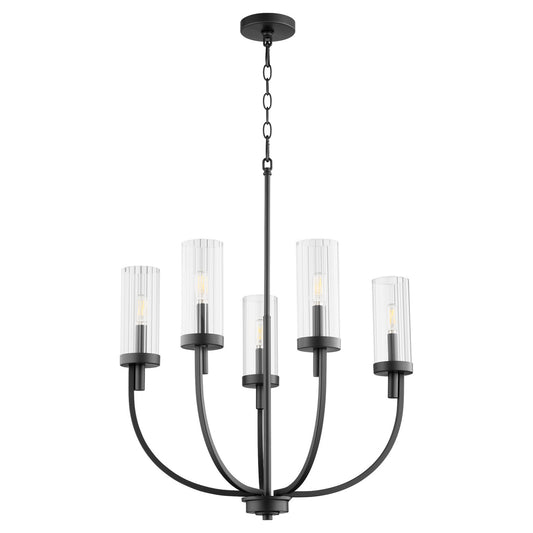 Quorum - 601-5-69 - Five Light Chandelier - Ladin - Textured Black w/ Clear Fluted Glass